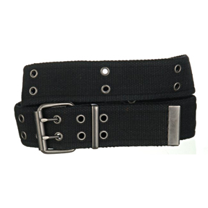 Web belt black double prong buckle